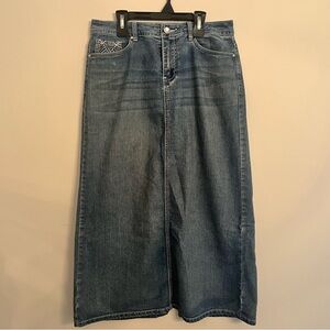 Baccini Denim Jean Blue Maxi Long Skirt sz 8